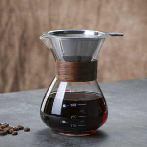 Glass Pour-Over Coffee Pot with Steel Filter – 400 ml