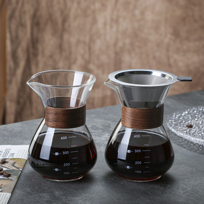 Glass Pour-Over Coffee Pot with Steel Filter – 400 ml